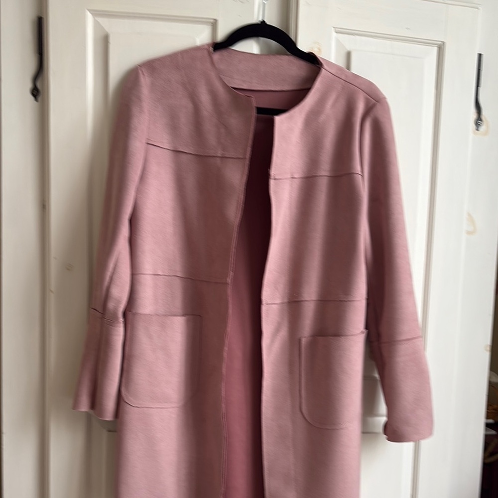 Pink Trench Coat with Streamlined Silhouette
